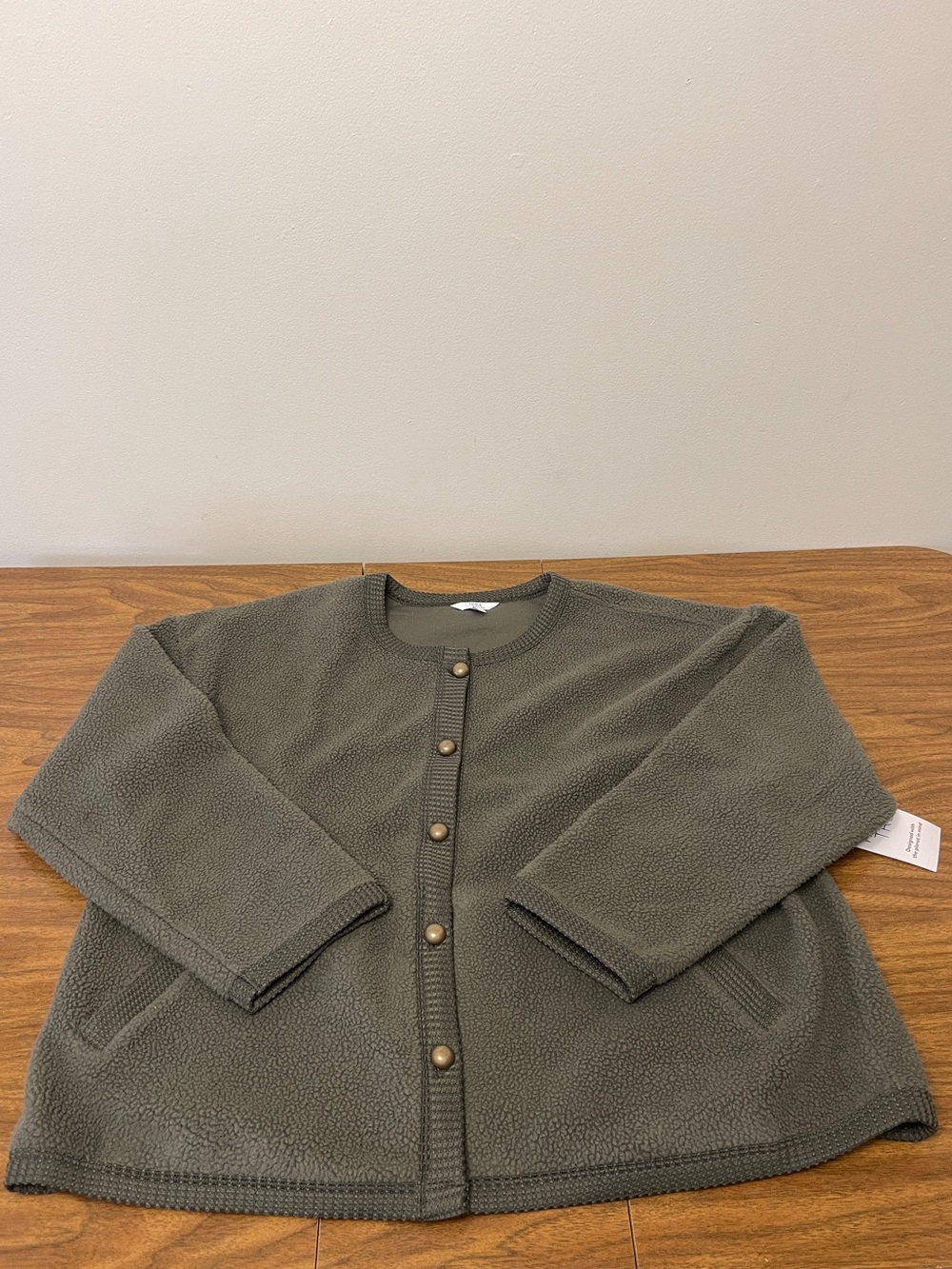 NWT Time and Tru Green Fleece Button Up Fleece Cardigan